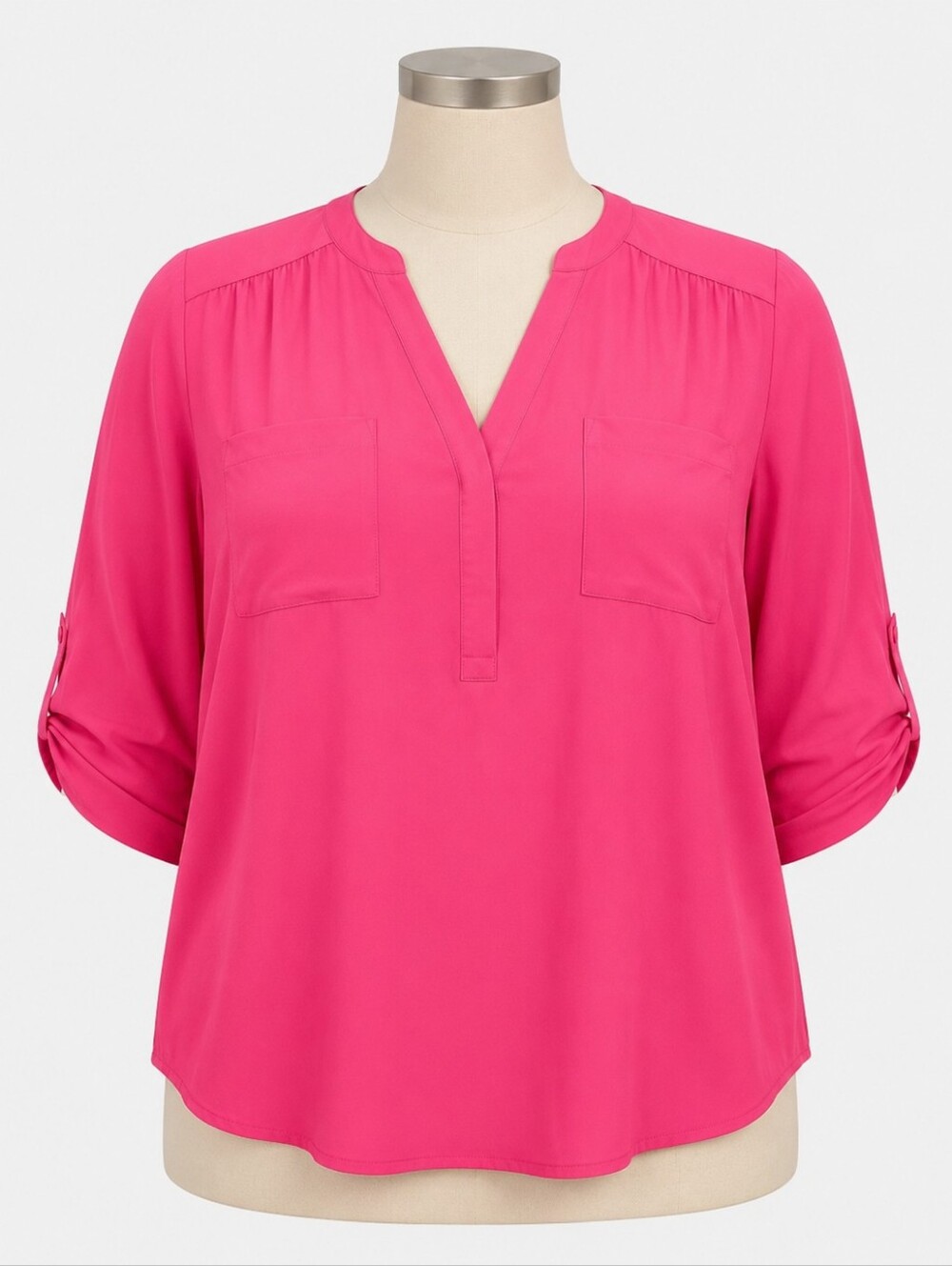 Torrid Harper Georgette Blouse In Bright Pink